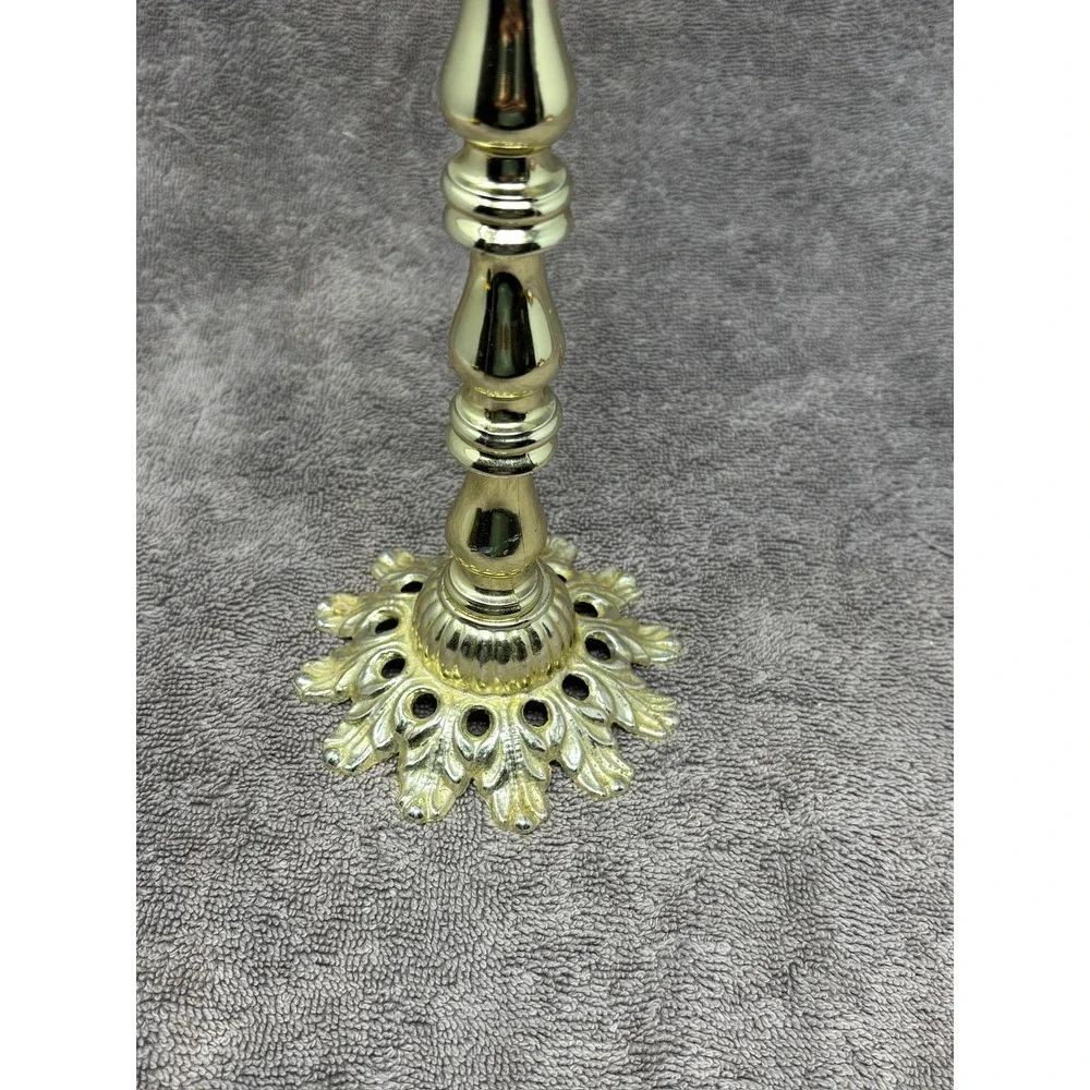 Vintage Gold Tone Metal Fingertip Towel Holder Stand 13